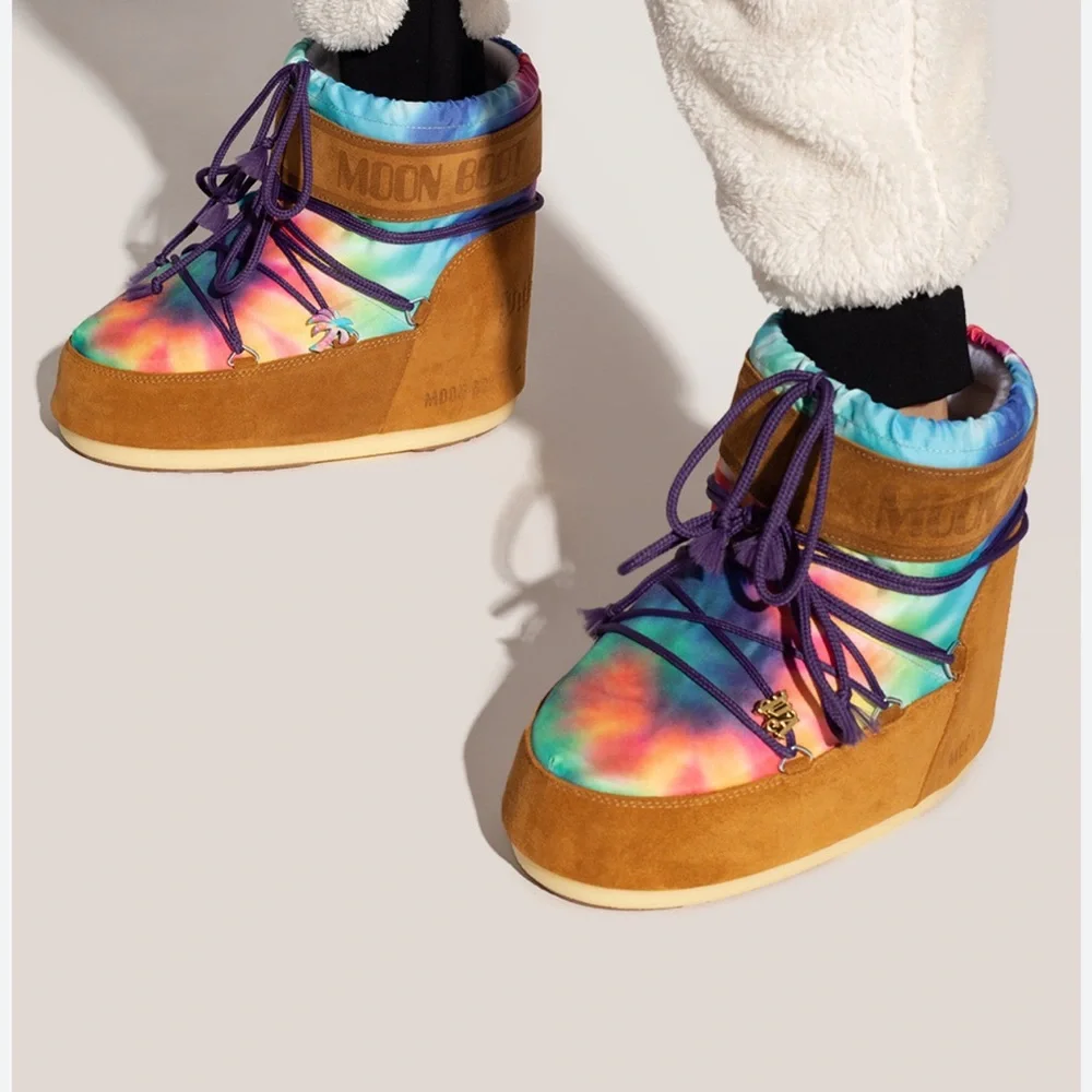 Moon Boot x Palm Angels Brown Multicolored  Fleece Lined Suede Boots